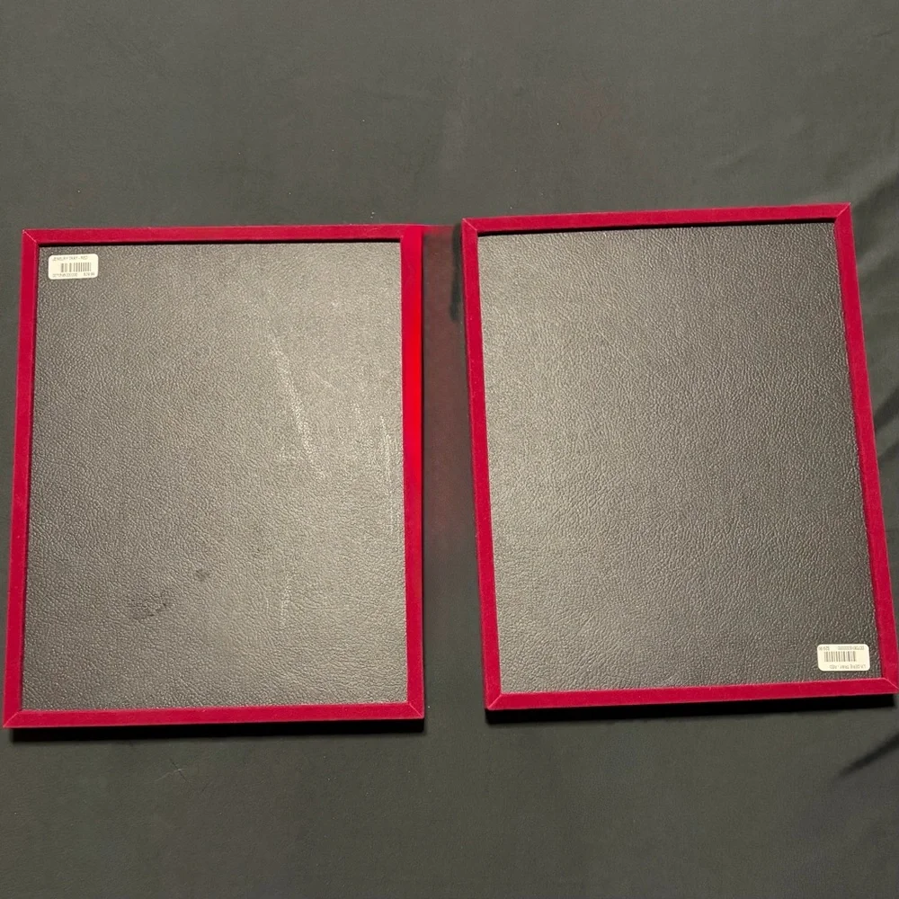 Red‎ Velvet Flat Jewelry Stackable Storage Trays Gently Used Large Pair